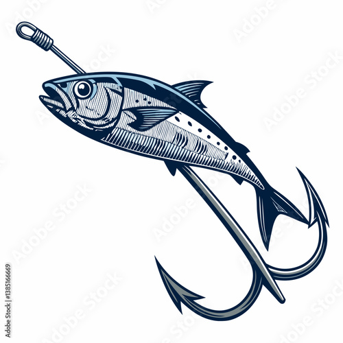 Create a vector illustration of a bold, black stroke gaff hook, suitable for large-format printing, emphasizing strong, clean lines.