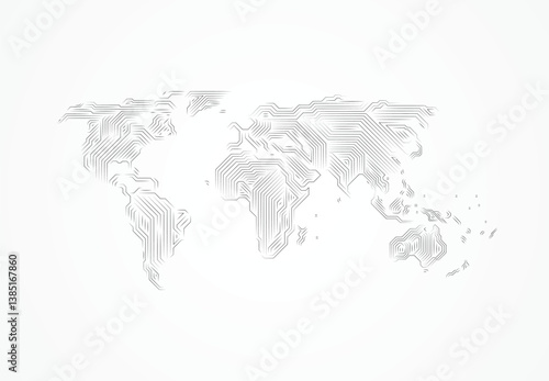 World map line connection design. Global network connection isolated white background. Vector Illustration