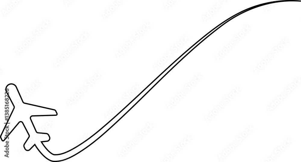 Airplane line path route, flight. Travel icon Airplane line path route, flight. Travel icon