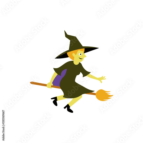 halloween witch with broom