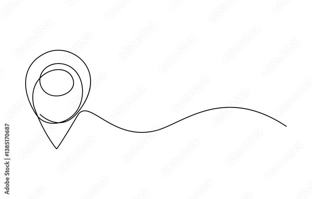 Obraz premium Continuous one line art location icon