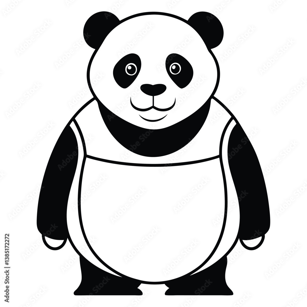 Fototapeta premium Cute Cartoon Panda Vector Set – Kawaii Baby Panda, Black and White Mascot, Chibi Animal Character for Stickers, Kids Books, Logos & Coloring Pages.