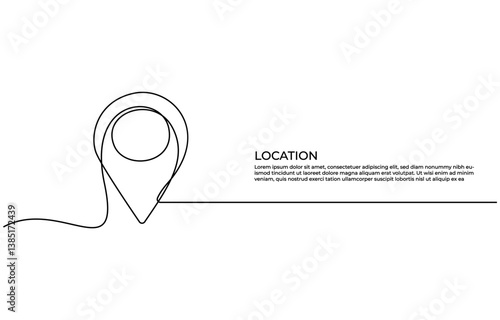 Continuous one line art location icon