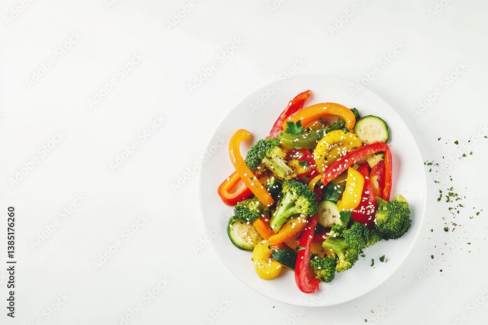 A colorful vegetable stir-fry with bell peppers, zucchini, and broccoli. Featuring vibrancy and flavor A colorful vegetable stir-fry with bell peppers, zucchini, and broccoli. Featuring vibrancy and flavor