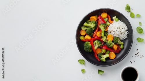 Wallpaper Mural A colorful vegetable stir-fry with broccoli, bell peppers, and carrots. Featuring nutrition and color Torontodigital.ca