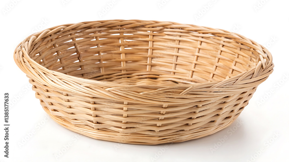 Round Wicker Basket, Woven Storage Container, Handmade Home Decor Round Wicker Basket, Woven Storage Container, Handmade Home Decor