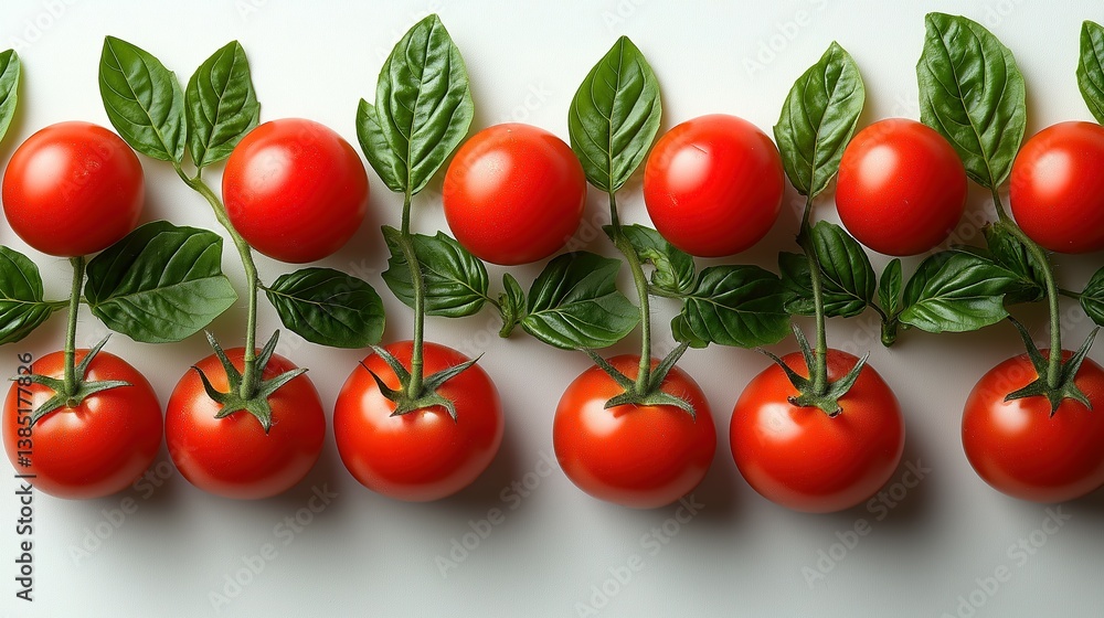 Fresh caprese salad with ripe tomatoes and basil leaves, a classic Italian summer dish Fresh caprese salad with ripe tomatoes and basil leaves, a classic Italian summer dish