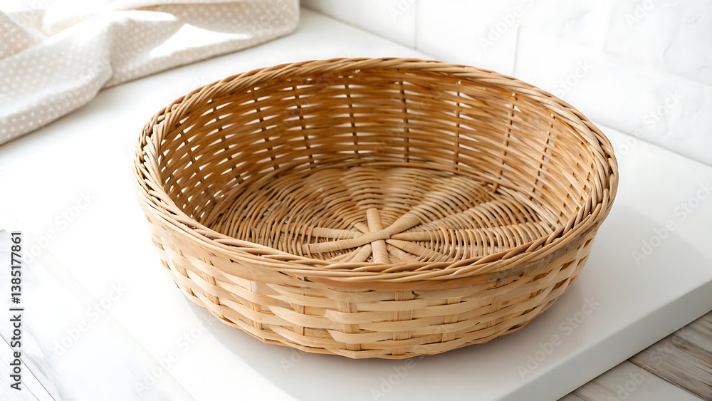 Round Woven Wicker Basket Rustic Home Decor and Storage Solution Round Woven Wicker Basket Rustic Home Decor and Storage Solution