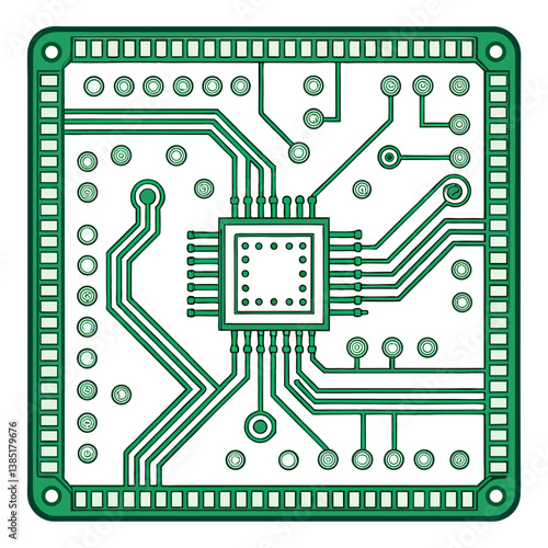 Create a bold, vector illustration of a printed circuit board shaped like a boa constrictor.  Focus on clean lines and strong contrasts.