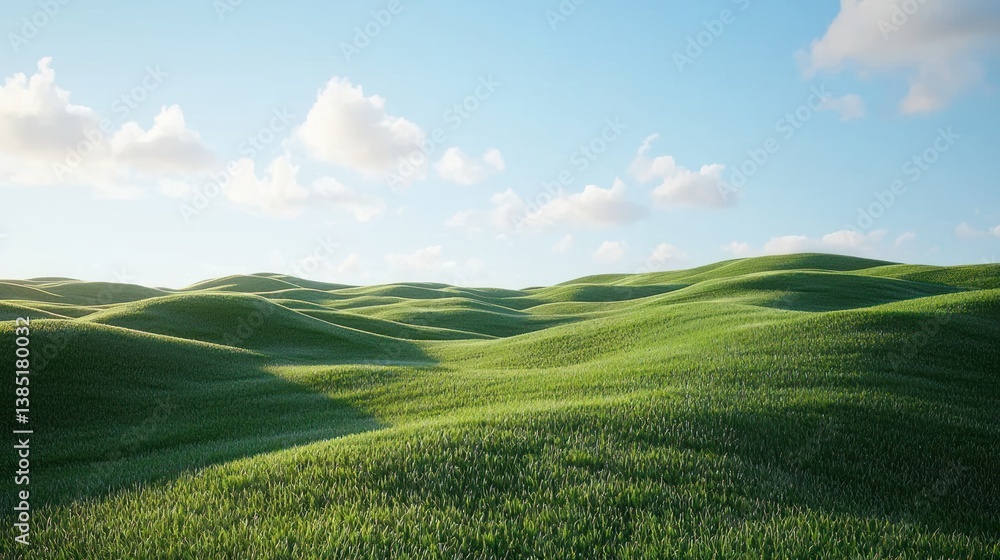 Obraz premium Rolling green hills under a bright sky. (1)
