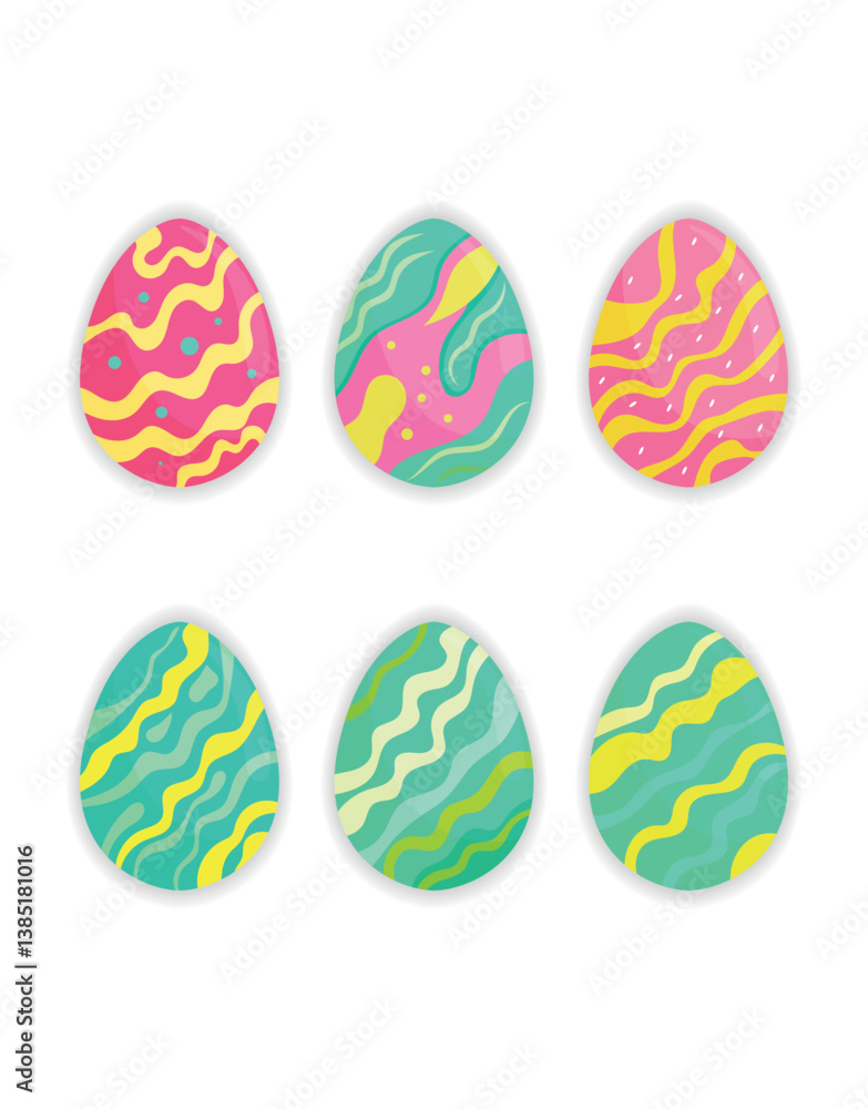 Vibrant Easter Eggs in Doodles Style Vibrant Easter Eggs in Doodles Style