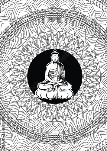 Buddha mandala coloring pages for adult vector