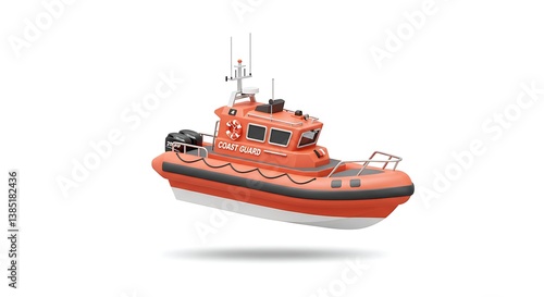 Coast Guard Rescue Boat Illustration for Maritime Safety and Emergency Response