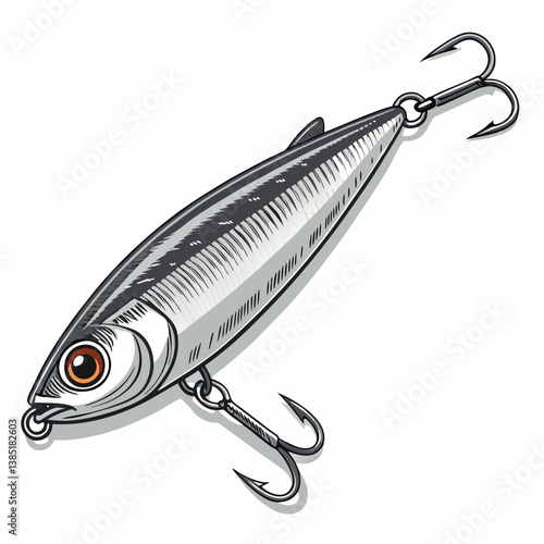 Create a vector illustration of a bold, heavy-stroke sinker weight for fishing, suitable for a logo or icon;  design should be clear and easily scalable.