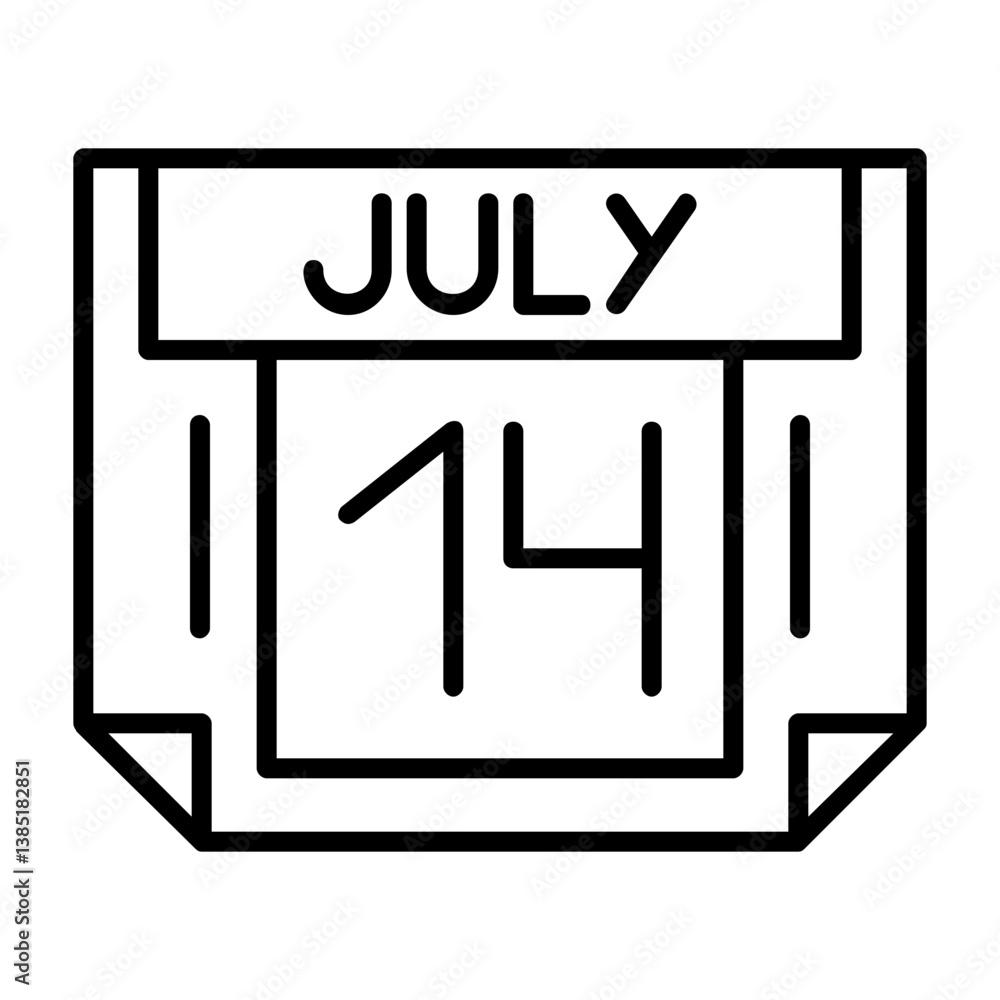 14 July Outline Style Icon 14 July Outline Style Icon