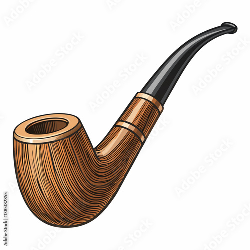 Create a vector illustration of a bold-stroke smoking pipe, incorporating the letter 'W' seamlessly into the design.  Ensure high resolution and clean lines.
