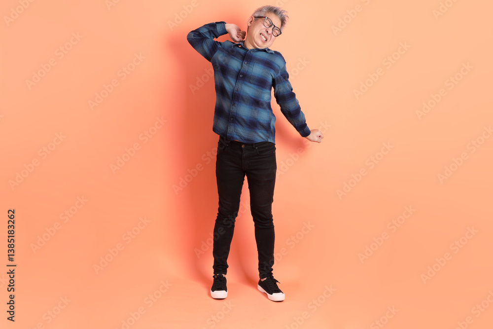 Fototapeta premium 50s Asian Man in casual clothes