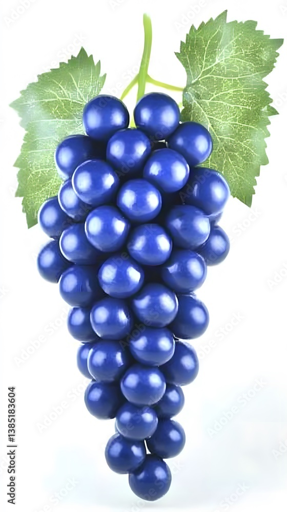 Fototapeta premium Vibrant Blue Grapes Bunch Isolated on White Background