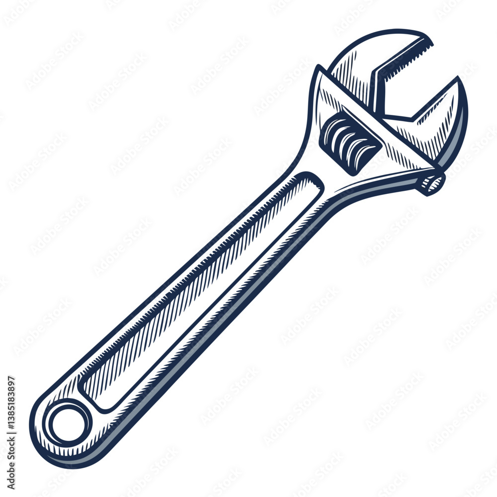 Obraz premium Create a bold, vector illustration of a spanner wrench with a single, clearly defined stroke. Ensure high resolution and clean lines.