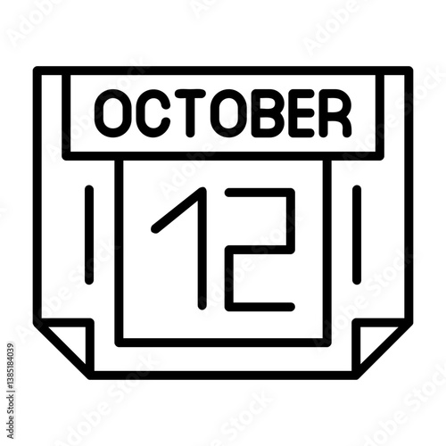 12 October Outline Style Icon