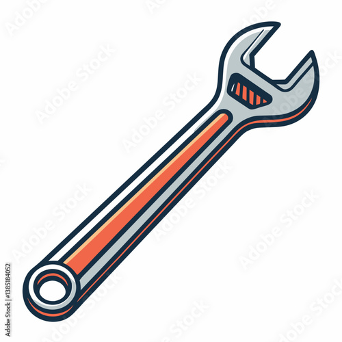 Create a bold, vector illustration of a spanner wrench with a thick, clearly defined stroke.  Include high detail and sharp lines.