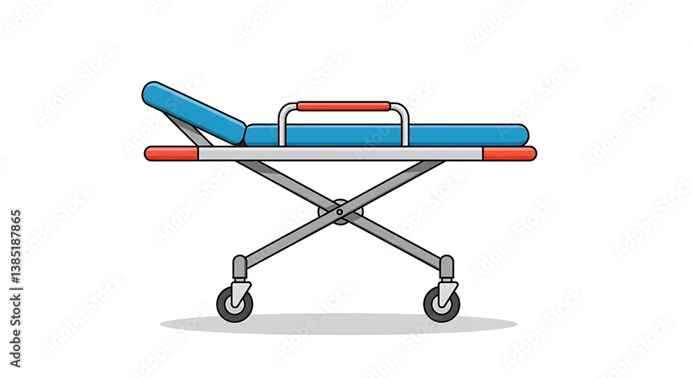 Medical Stretcher Cart with Wheels for Patient Transport Illustration Medical Stretcher Cart with Wheels for Patient Transport Illustration