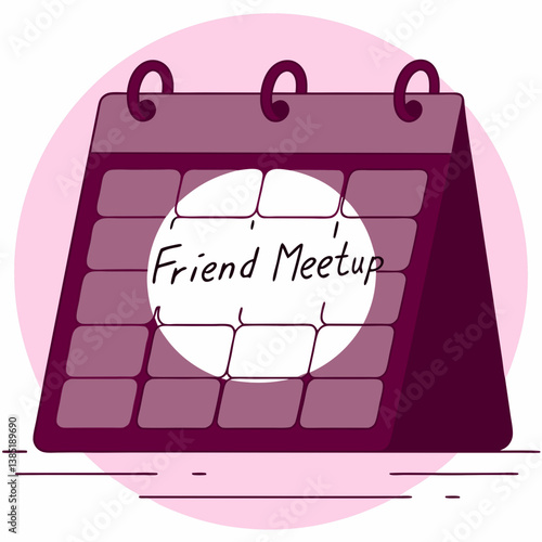 Calendar illustration marking a friend meetup event  