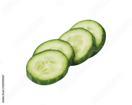 Illustration of cucumber vector. Cucumber, vector, food, illustration, vegetable, vegetarian, green, organic, fresh, icon, healthy. Isolated on white background. 