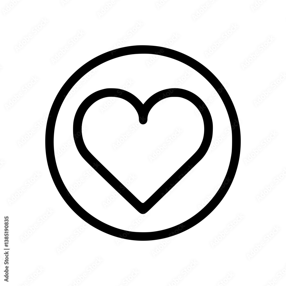 Minimalist heart icon in a circular outline for design use Minimalist heart icon in a circular outline for design use