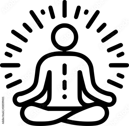 Meditation Symbol with Radiating Energy in Minimalist Style, transparent background  