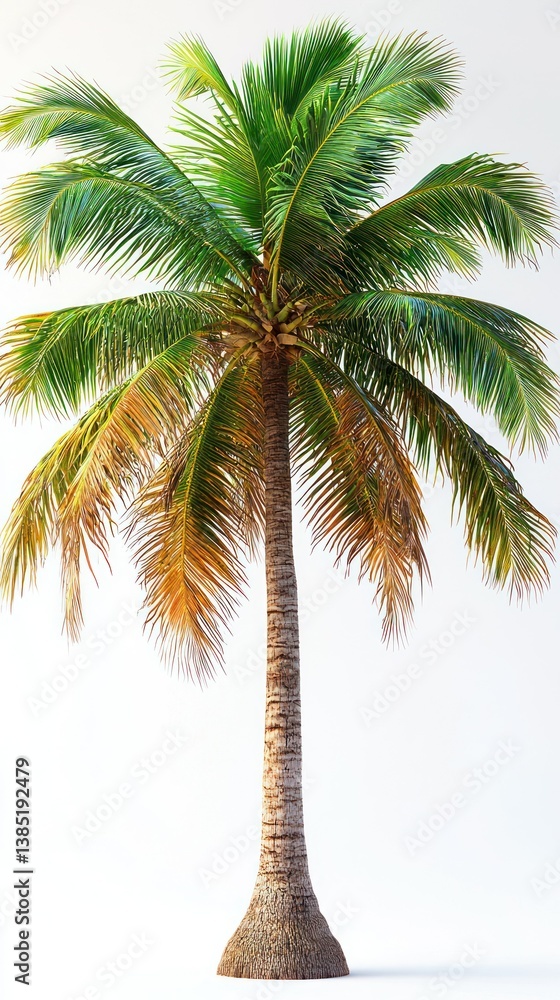 Obraz premium Majestic Coconut Palm Tree Against a White Background