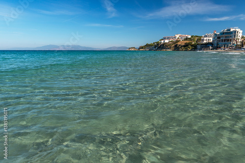 Fototapeta Naklejka Na Ścianę i Meble -  Ladies Beach in the Kusadasi city, Turkey. Touristic beach resort town on Turkey.