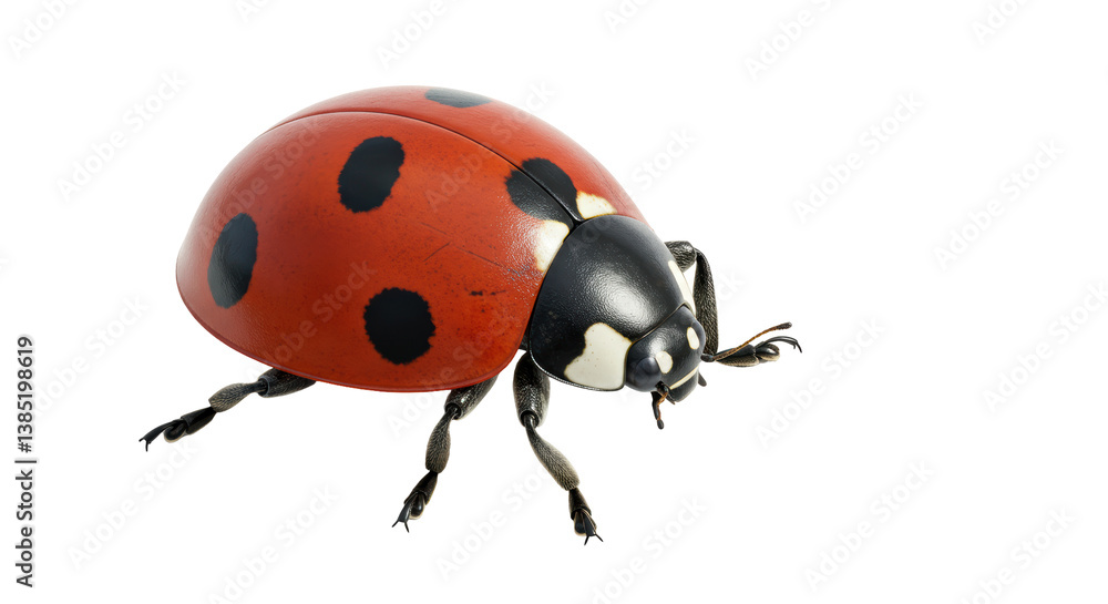 Isolated Red Ladybug with Black Spots Insect Bug Isolated Red Ladybug with Black Spots Insect Bug