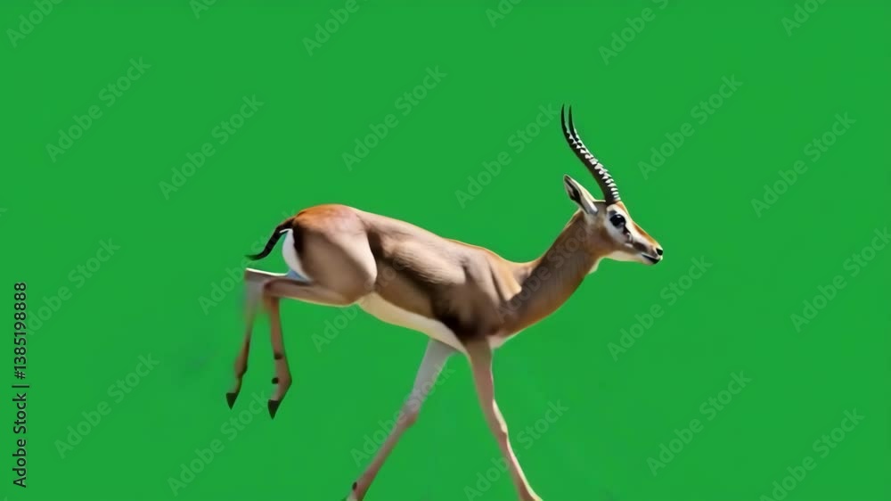 Gazelle running on a green screen background, ideal for compositing ...