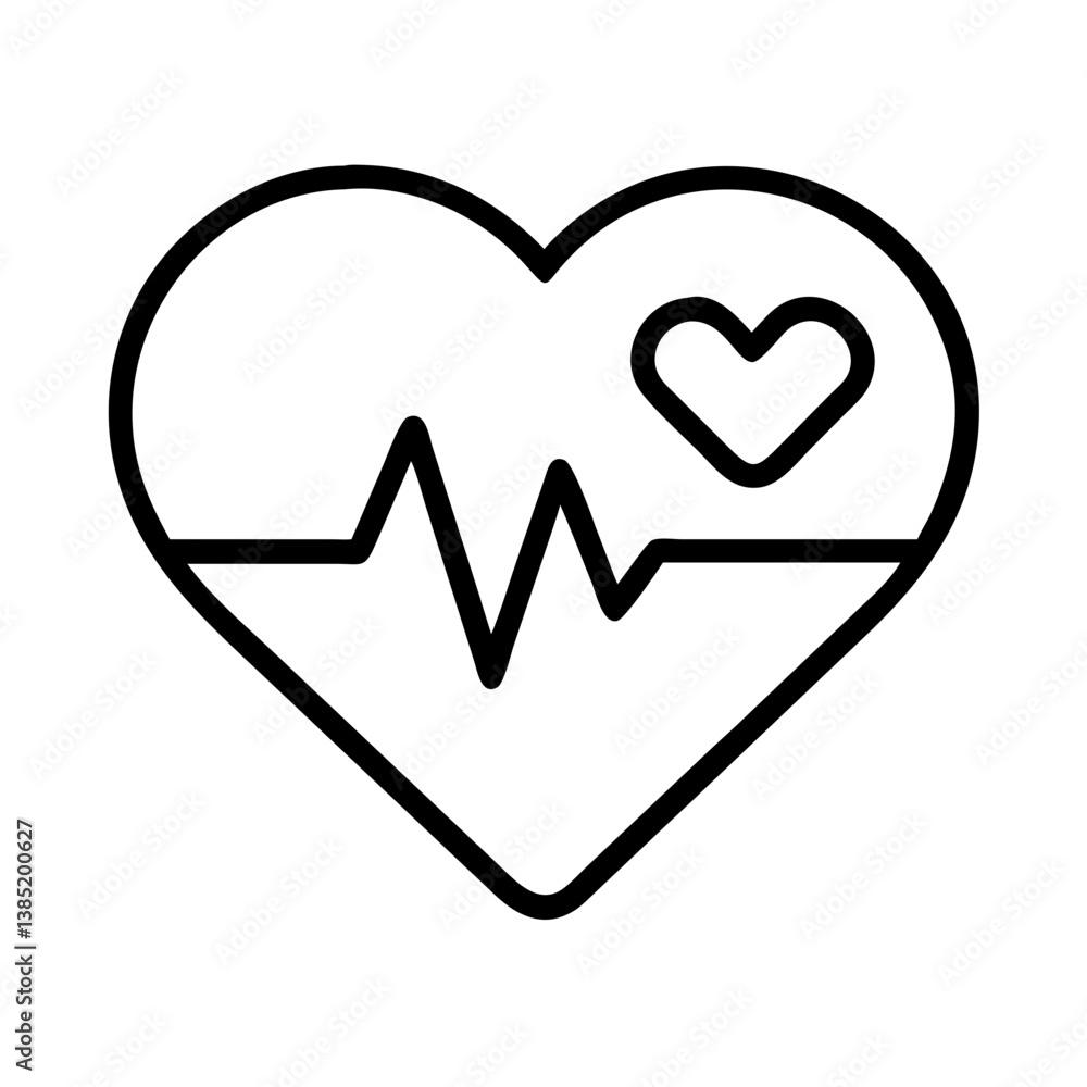 Heart health vector icon, cardiology pulse heartbeat line drawing for medical design and healthcare concept Heart health vector icon, cardiology pulse heartbeat line drawing for medical design and healthcare concept