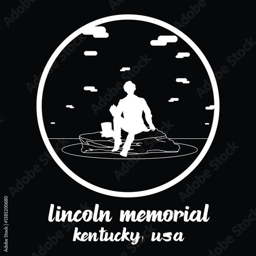 Circle Icon Lincoln Memorial. Vector illustration