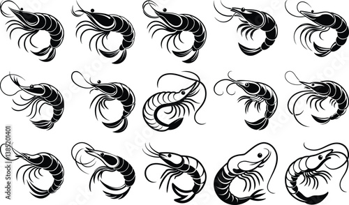 Shrimp silhouette set