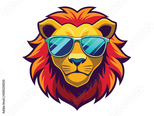 Sunny lion head vector illustration design