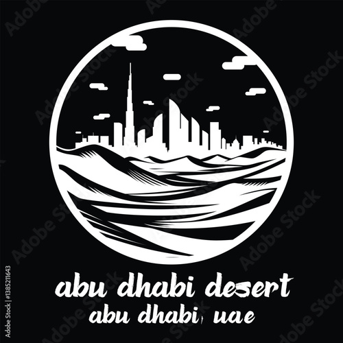 Circle Icon Abu Dhabi Desert.Vector illustration