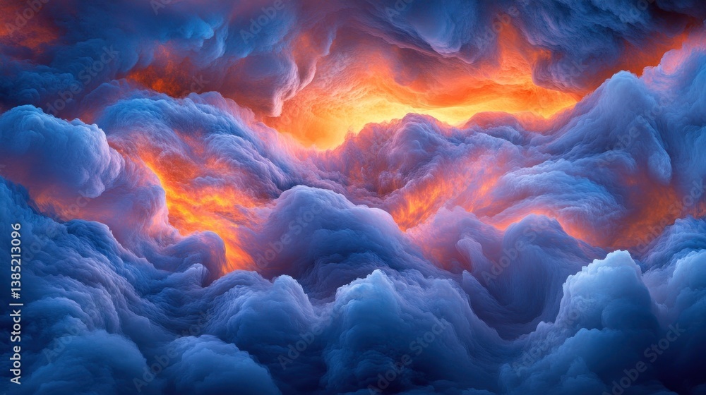 Fototapeta premium Abstract cloudscape, vibrant colors, swirling textures