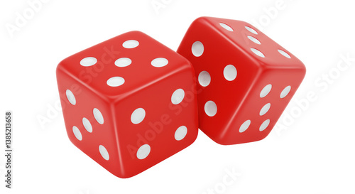 Fotografía Isolated Pair of Red Dice with White Dots