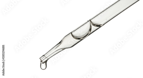 Fotografie Isolated Clear Glass Dropper with Liquid Drop