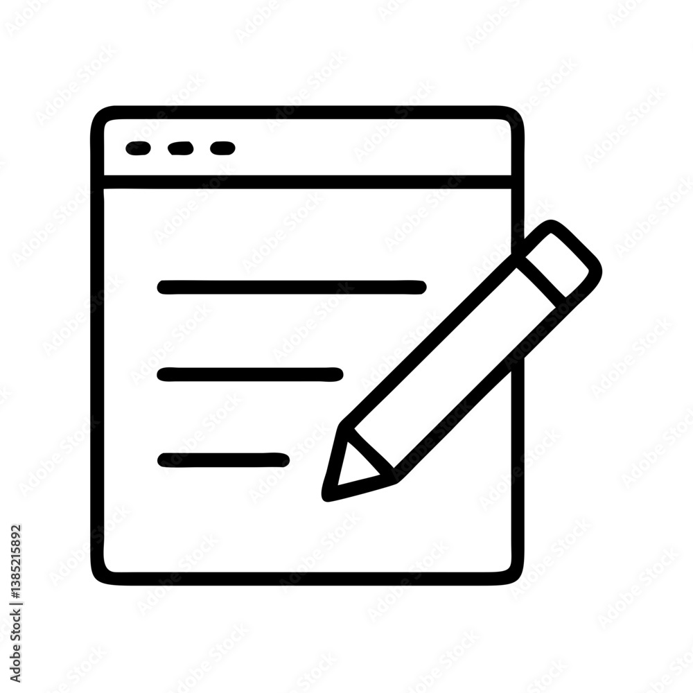 Note taking with pencil icon for education and writing concept design and creative process vector graphic Note taking with pencil icon for education and writing concept design and creative process vector graphic