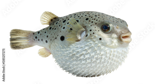 Isolated Spiky Pufferfish with Detailed Skin Texture