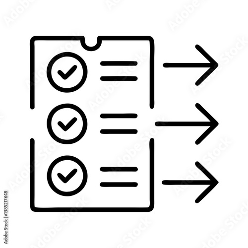 Checklist task management with arrows icon for project planning and workflow process diagram concept 