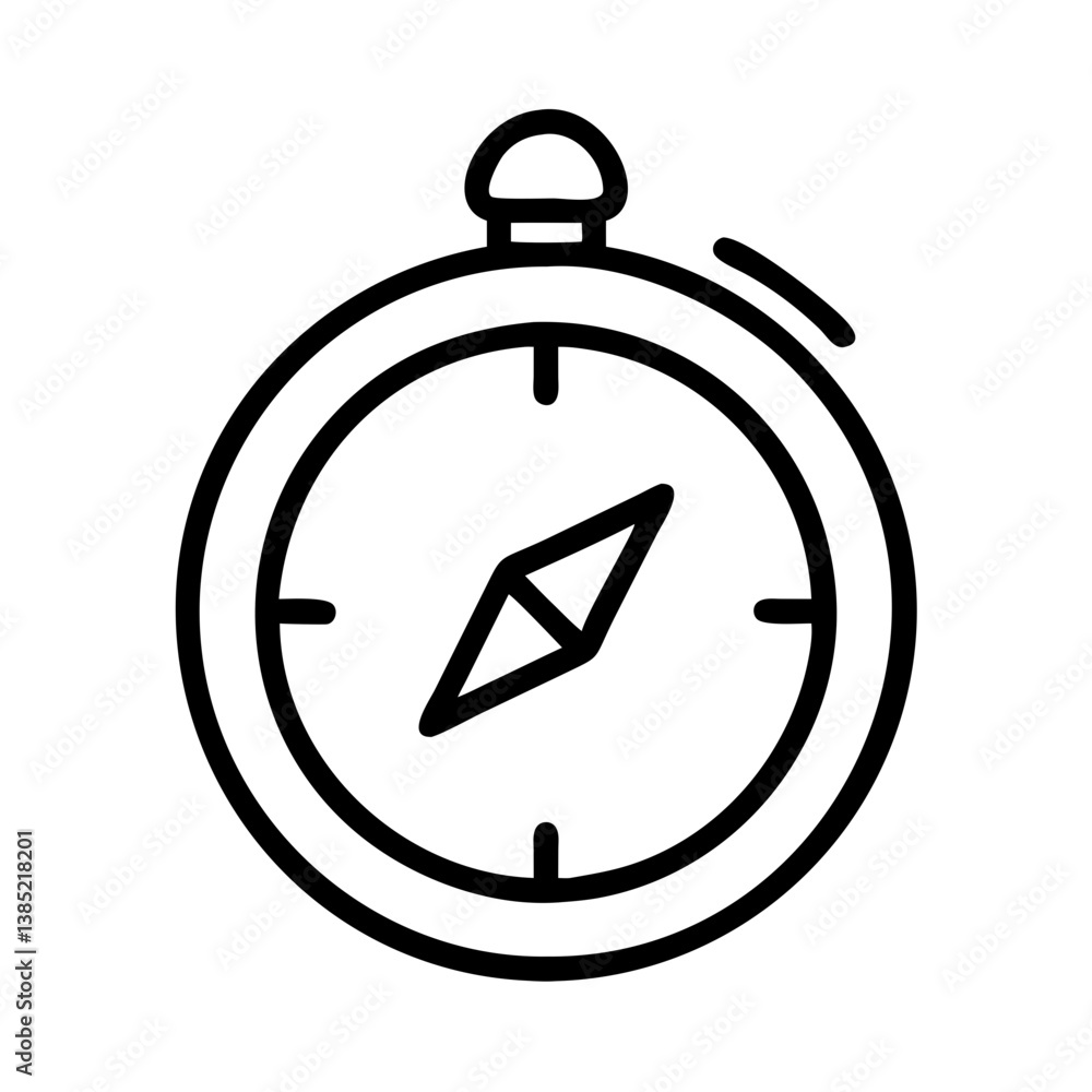 Compass outline icon for navigation, travel, and direction finding, orientation and exploration tool vector Compass outline icon for navigation, travel, and direction finding, orientation and exploration tool vector