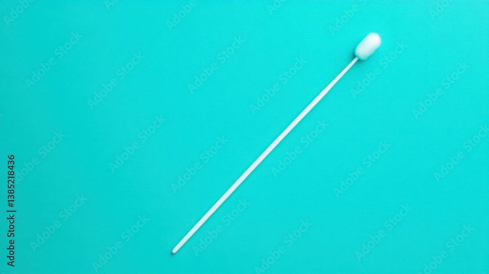 Cotton Swab on Bright Teal Background for Medical and Personal Care Cotton Swab on Bright Teal Background for Medical and Personal Care