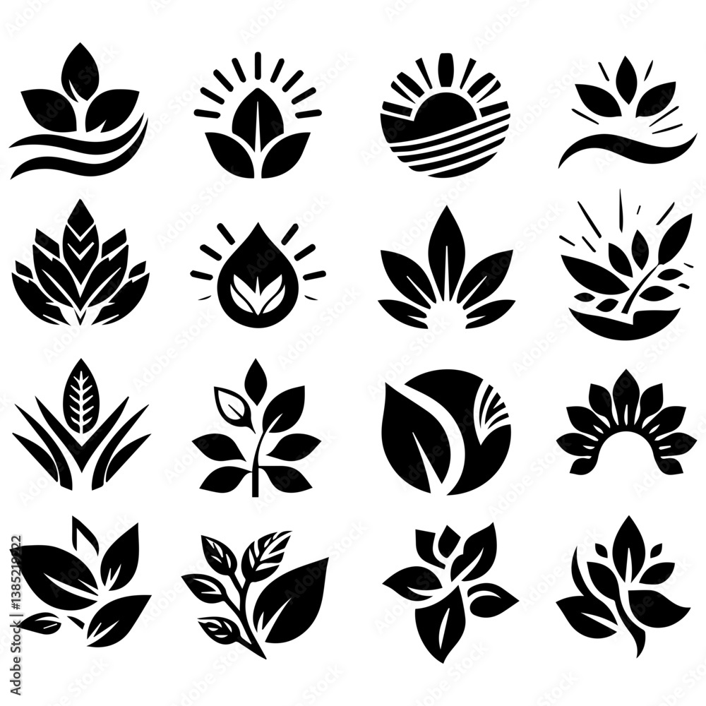 Beautiful modern set of summer leaf for abstract silhouette ideas Beautiful modern set of summer leaf for abstract silhouette ideas