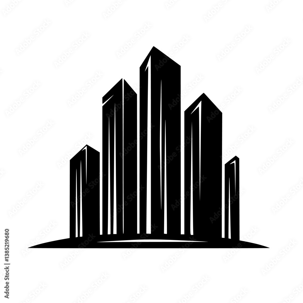Minimalist City Skyline Logo: Abstract Black & White Urban Design Minimalist City Skyline Logo: Abstract Black & White Urban Design
