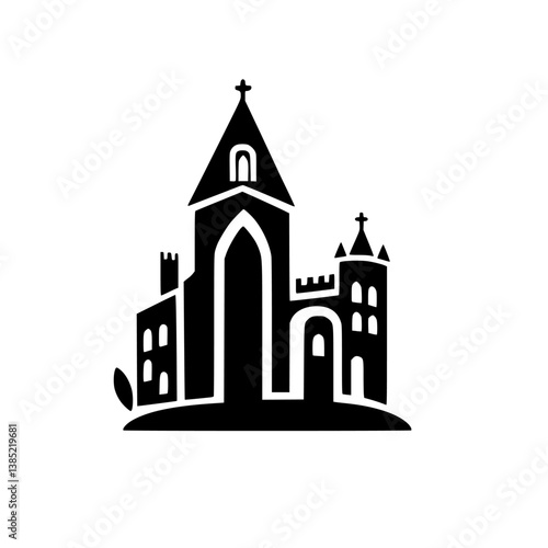 Wallpaper Mural Black and White Church Logo Design: Minimalist Architectural Icon Torontodigital.ca
